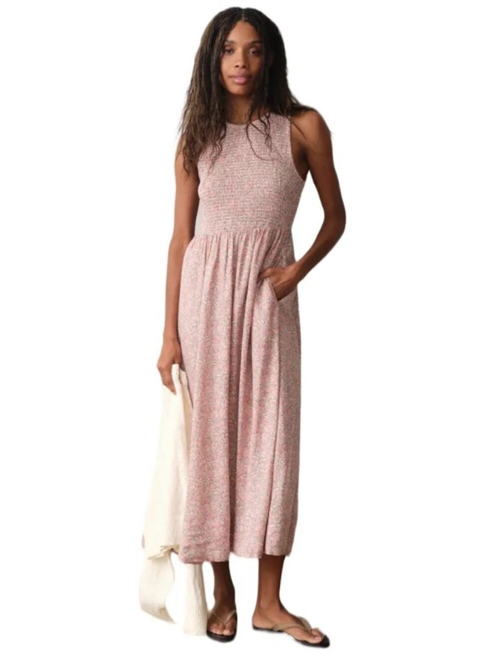 Marine Layer Darcy Smocked Maxi Dress Small